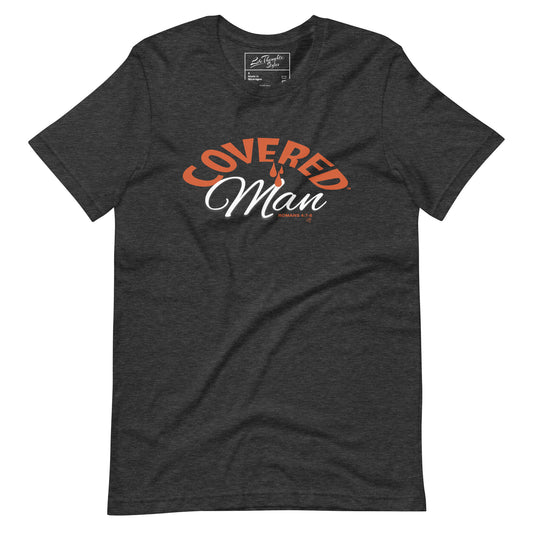 Covered Man heather gray tee Romans 4:7-8