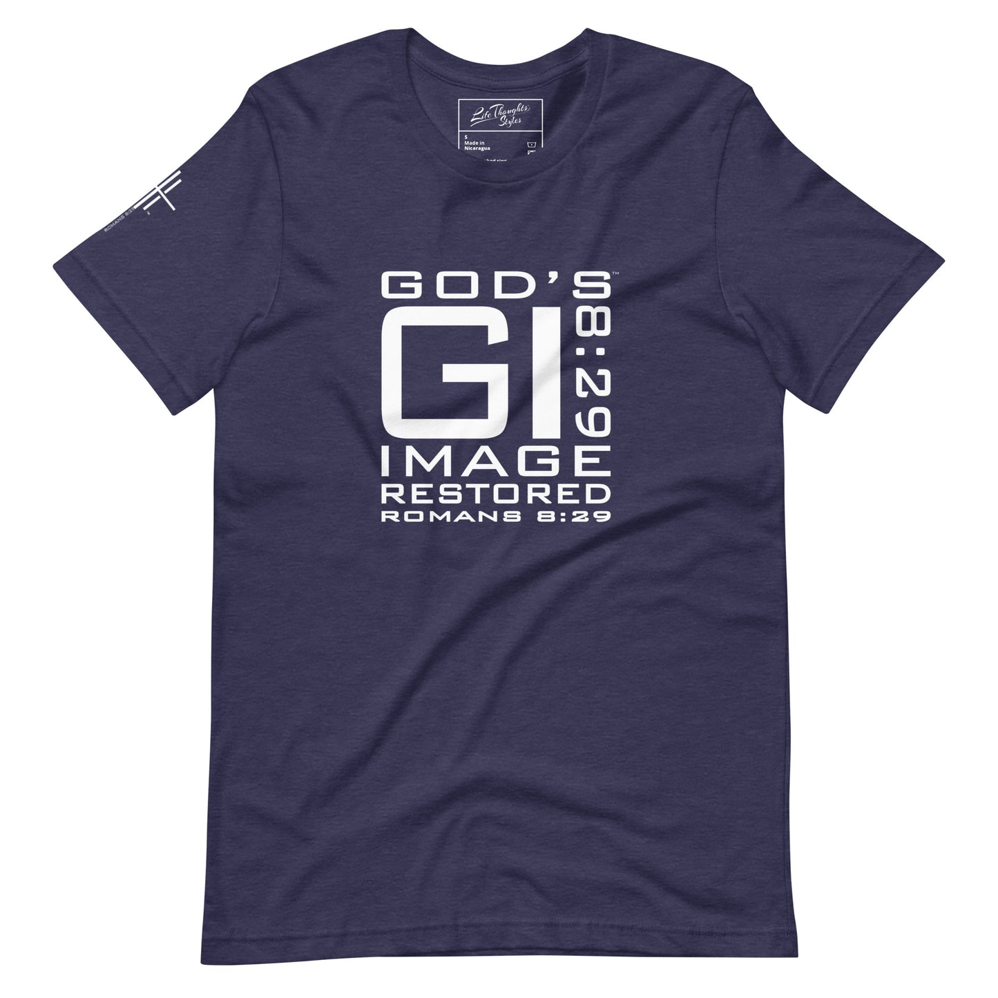 GI 8 29 God's Image Restored square tee blue front