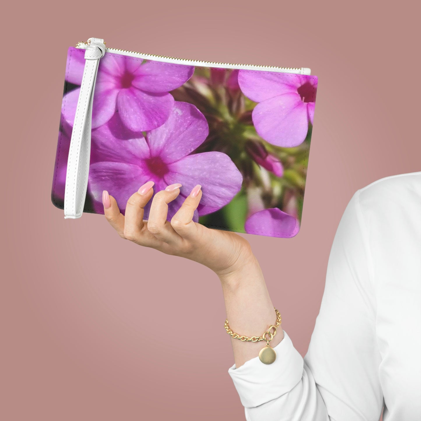 Pink Floral Clutch Bag