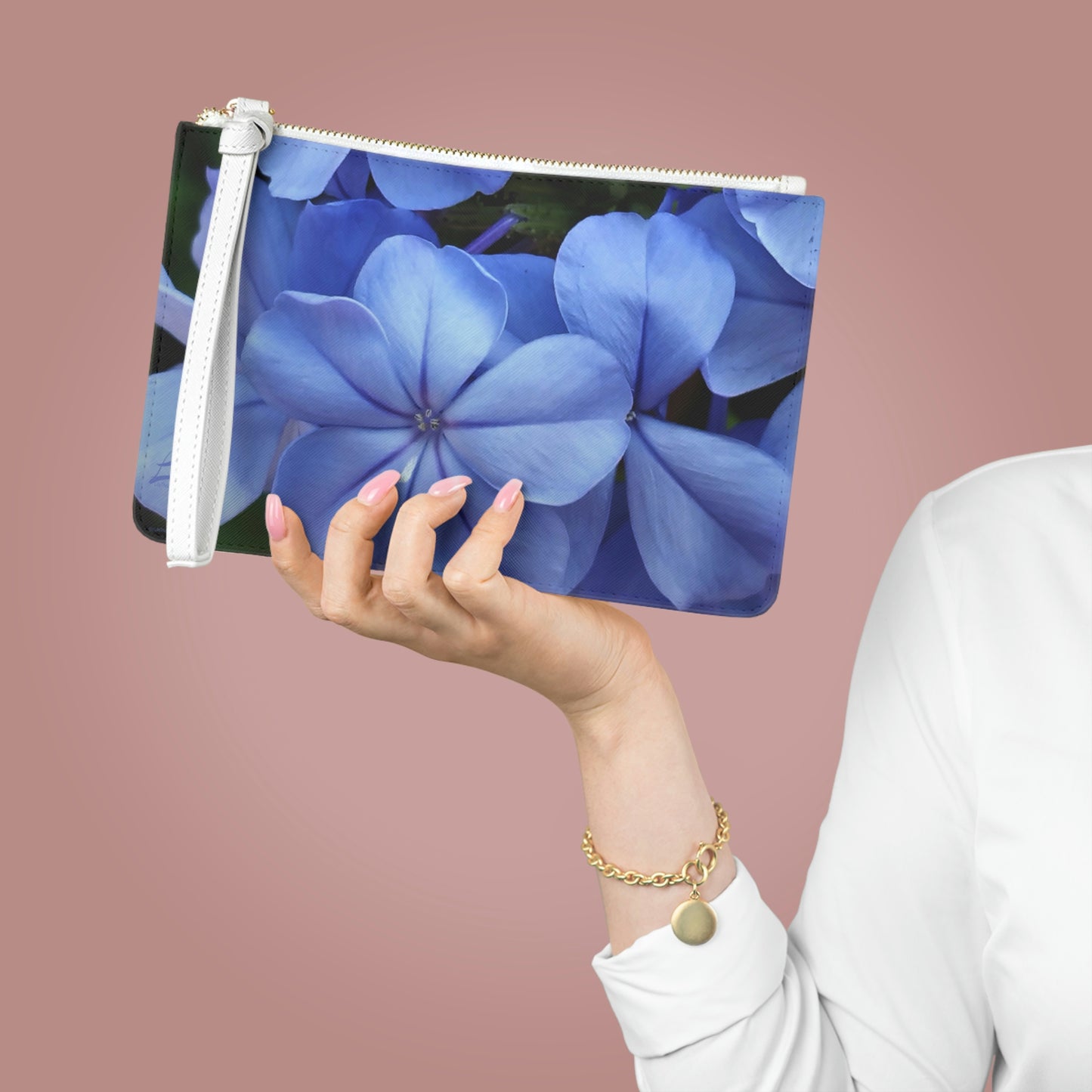 Blue Floral Clutch Bag