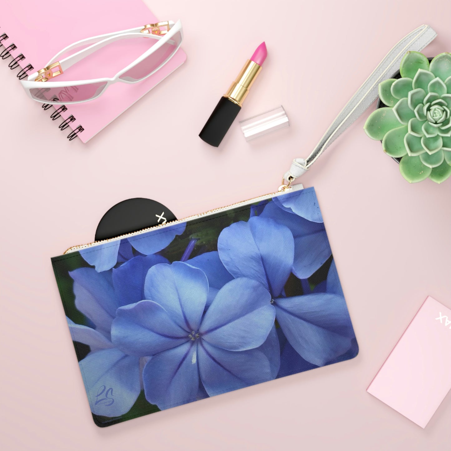 Blue Floral Clutch Bag