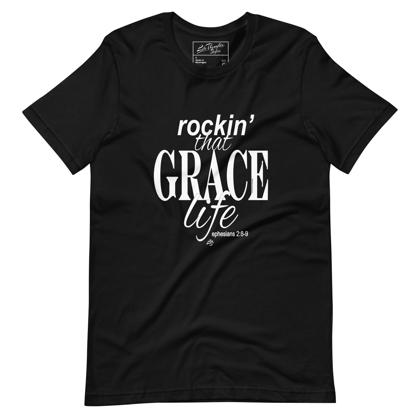 Rockin' that GRACE life ephesians 2:8-9 black tee