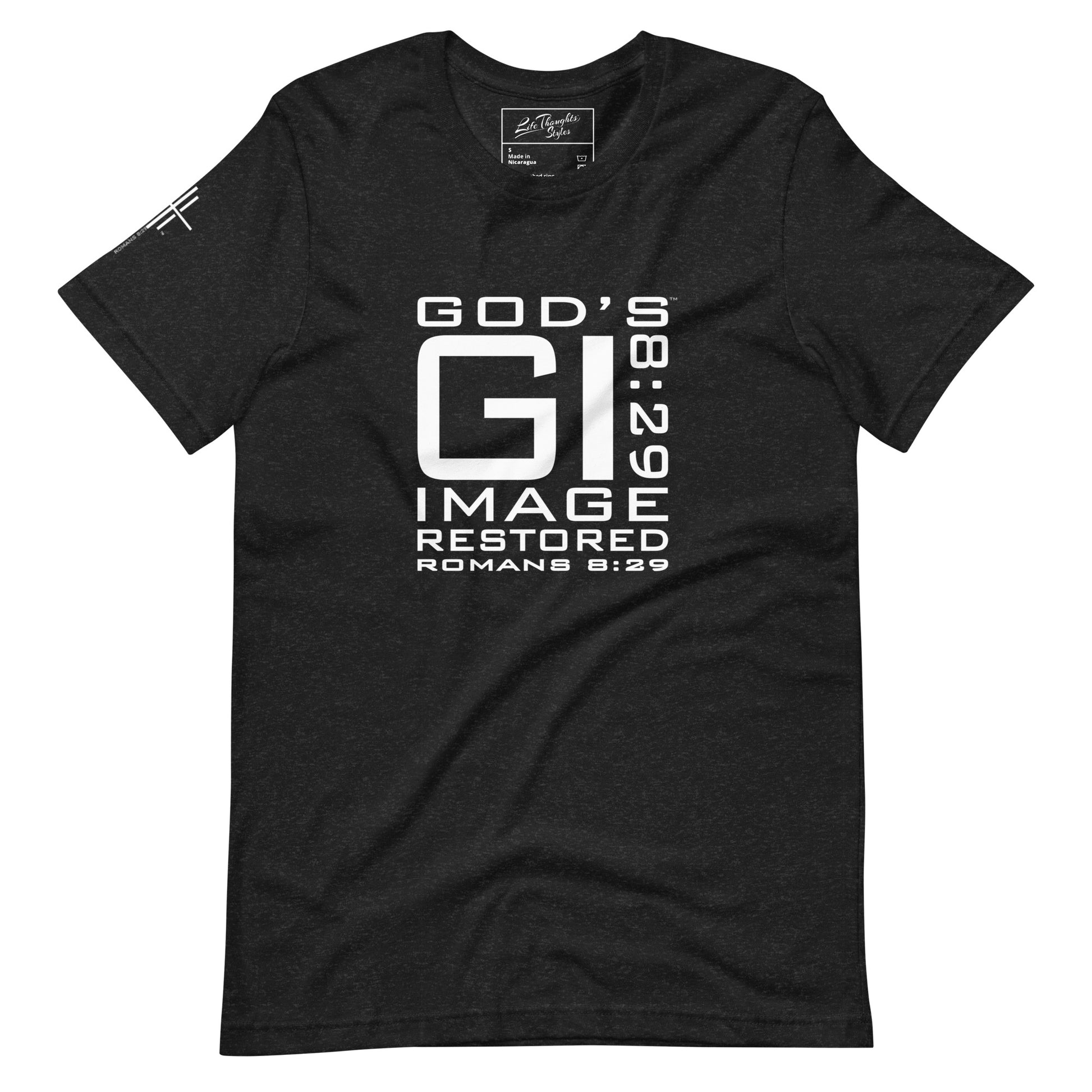 GI 8 29 God's Image Restored square tee black front