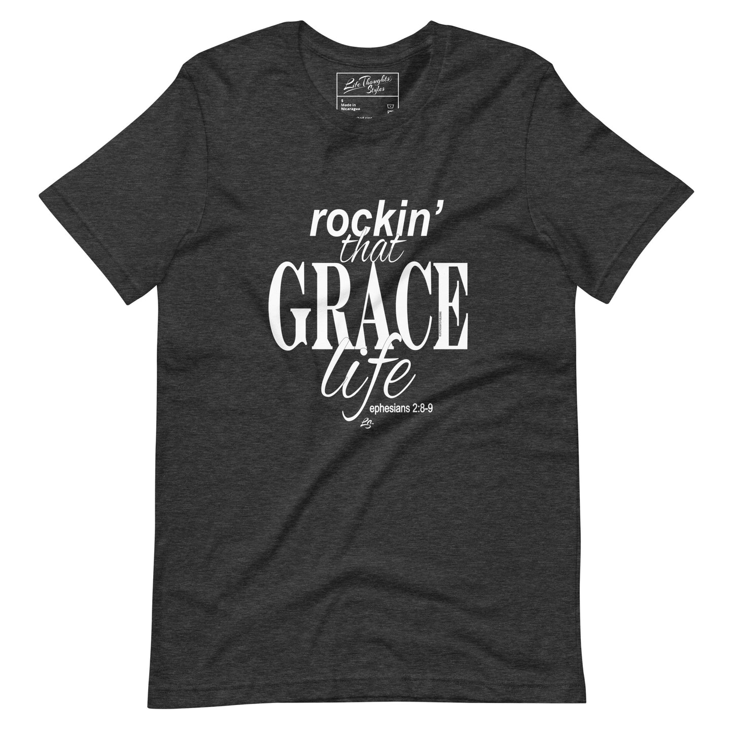 Rockin' that GRACE life ephesians 2:8-9 dark gray heather tee