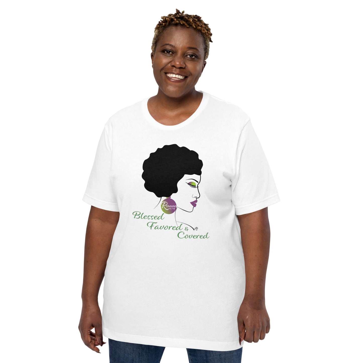 Blessed Favored & Covered Women's Tee (Green)